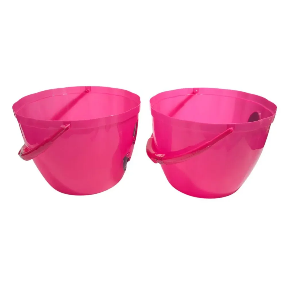 Lot of 2 T-Mobile Pink Plastic Pumpkin Halloween Buckets Trick or Treating